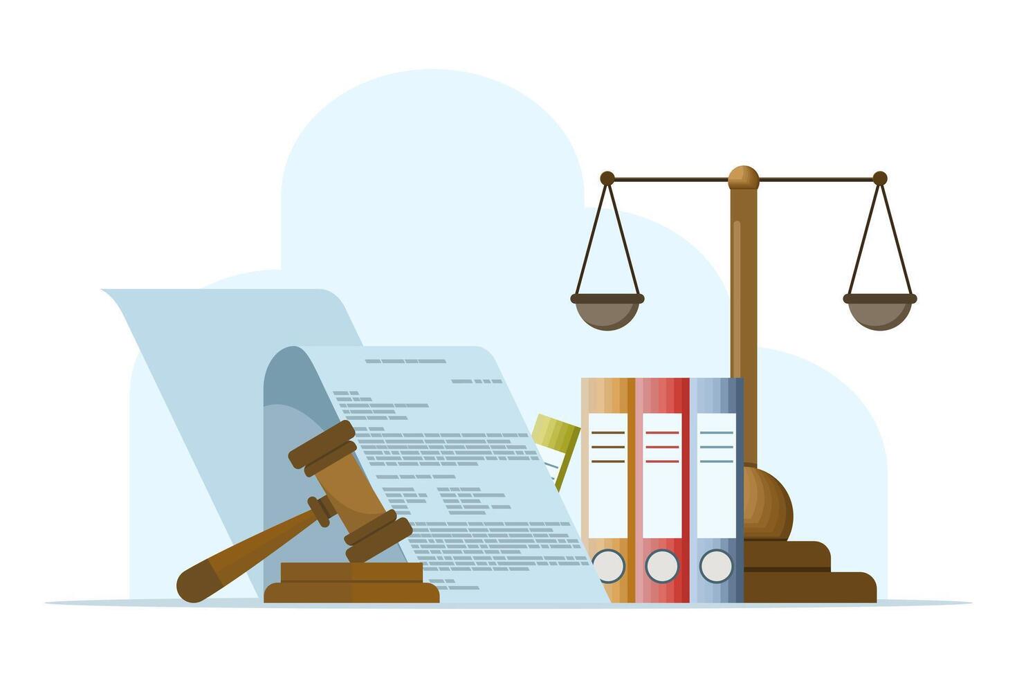 Law and justice concept, lawyer consultant client, judge knocking with wooden gavel, legal advice concept, flat vector illustration banner for website.