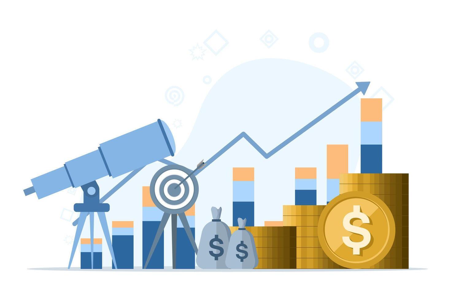 Concept of investment, growth, funds, finance and accounting, trading, financial growth, investment analysis, financial success and money growth. flat design vector illustration.