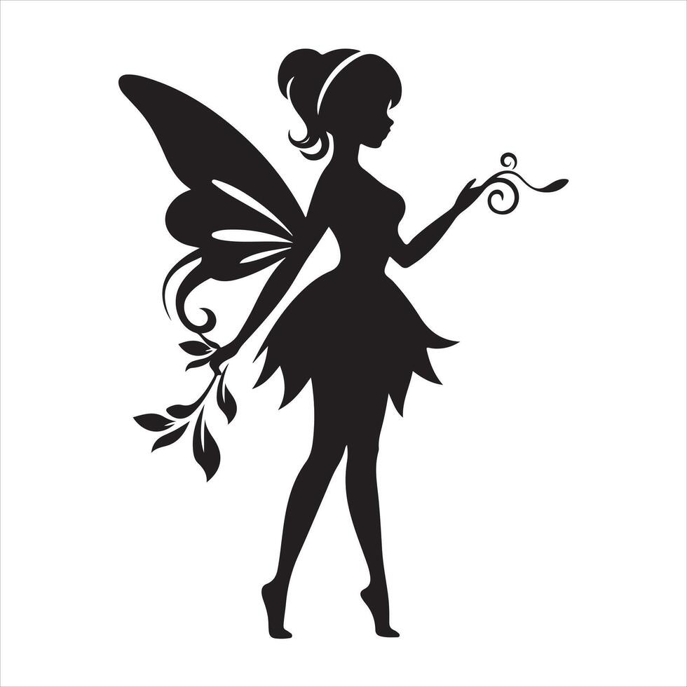 A black silhouette Fairy set vector