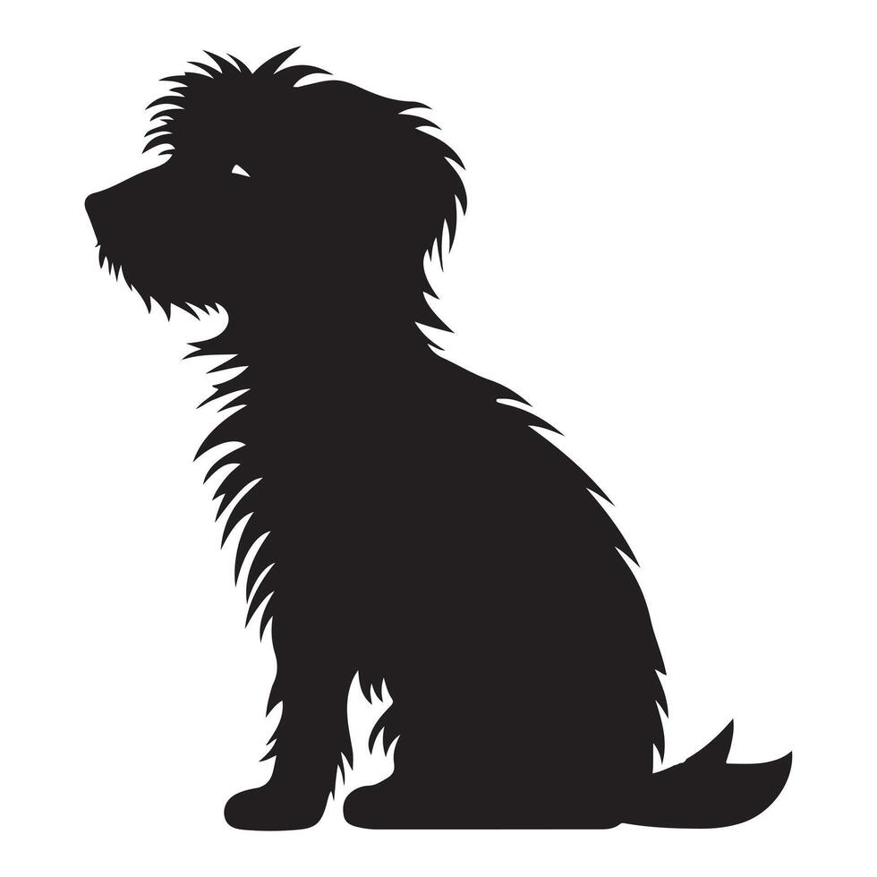 un negro silueta margarita perro conjunto vector