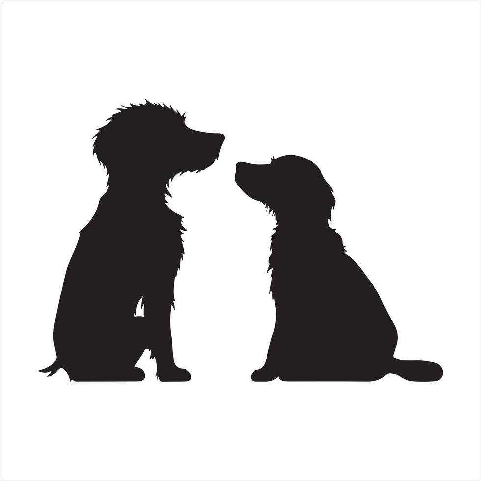 A black silhouette Daisy dog set vector