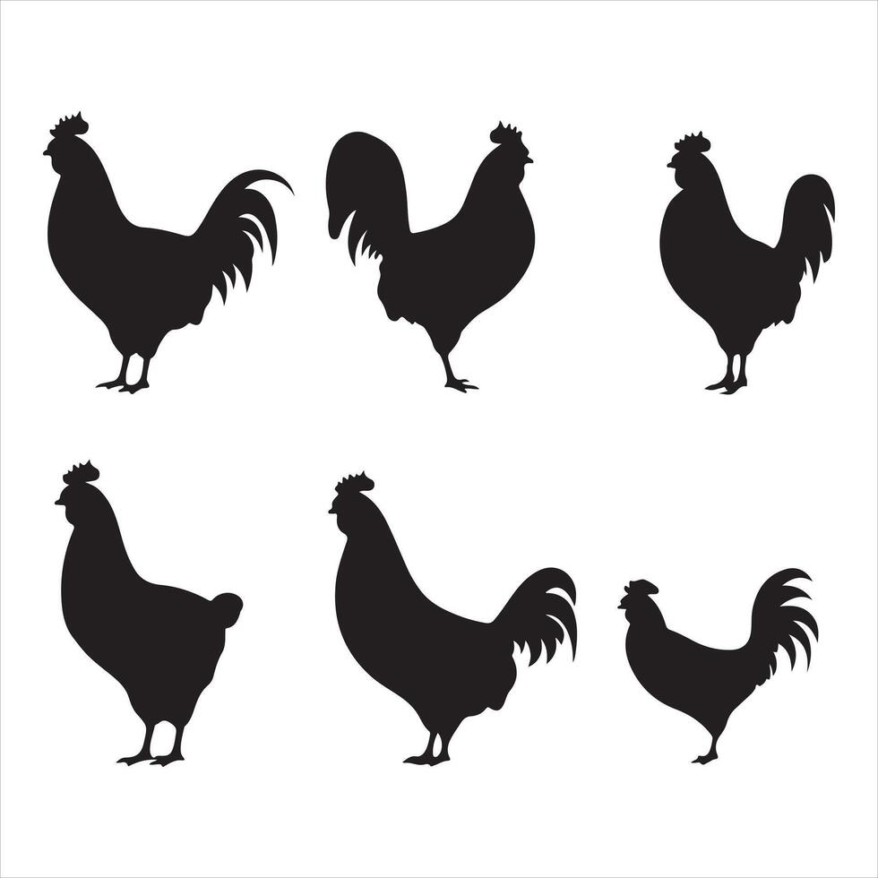 un negro silueta pollo conjunto vector