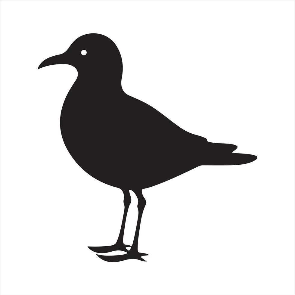 A black silhouette Gull bird set vector