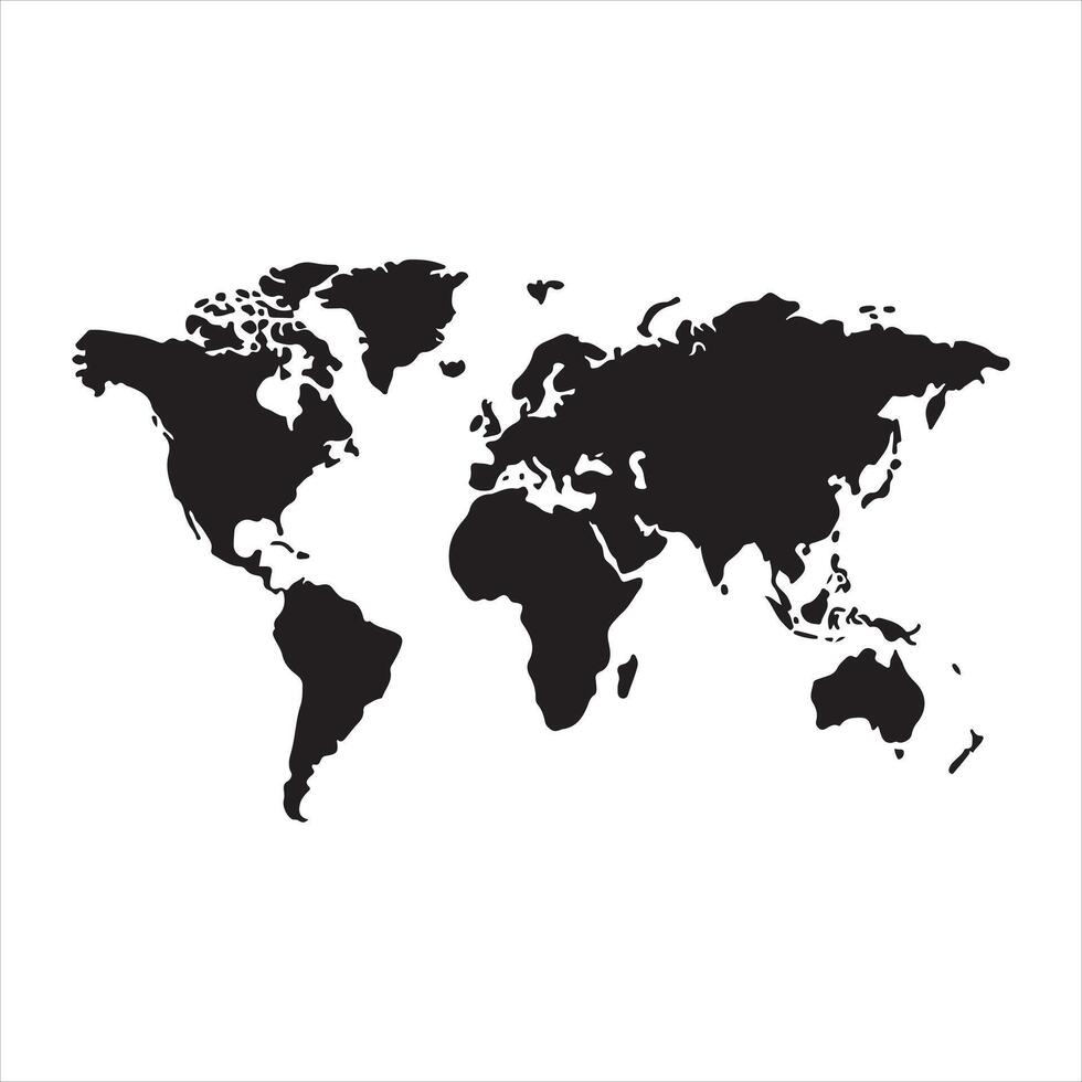 A black silhouette World Map vector