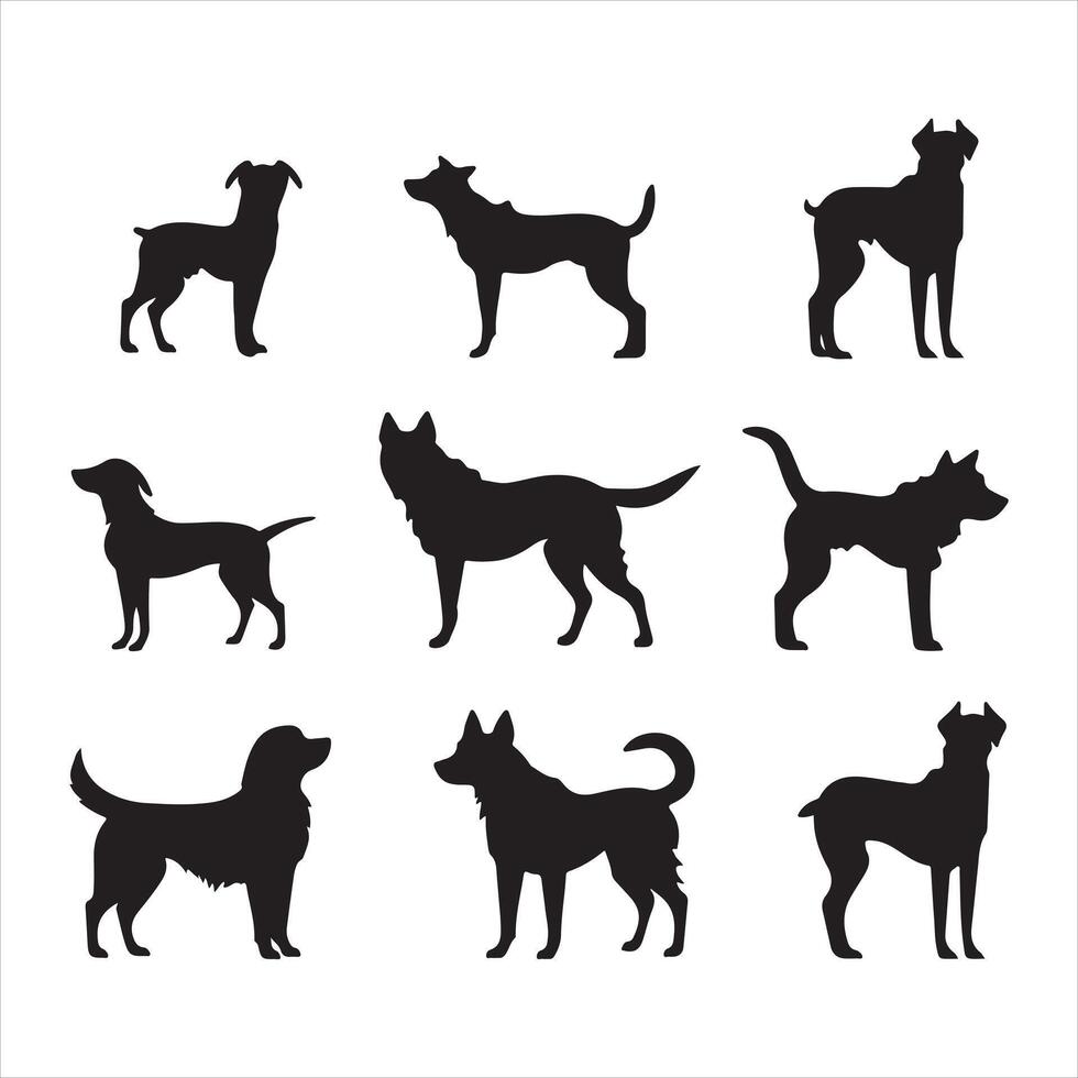 A black silhouette charlie dog vector