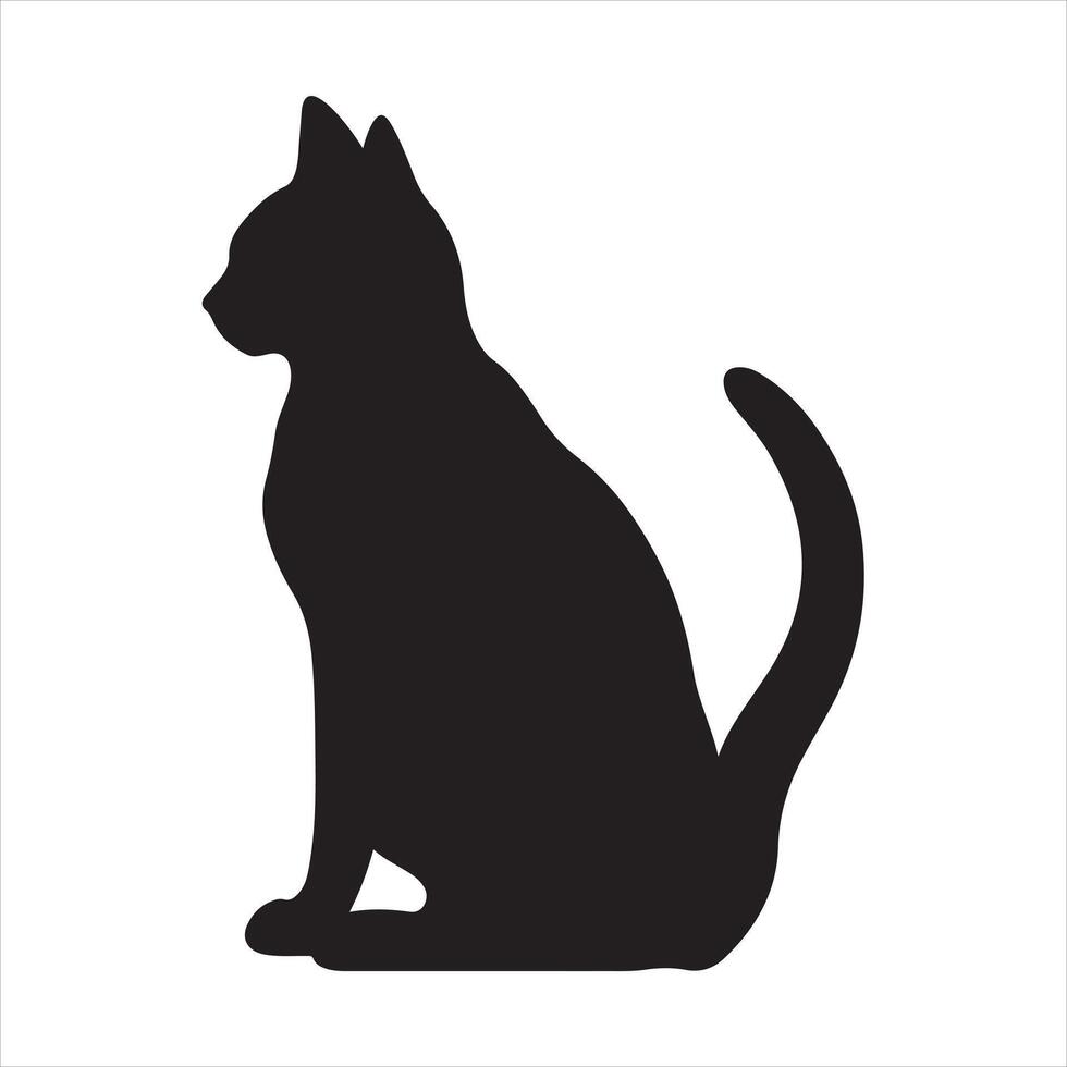 A black silhouette Leo cat set vector