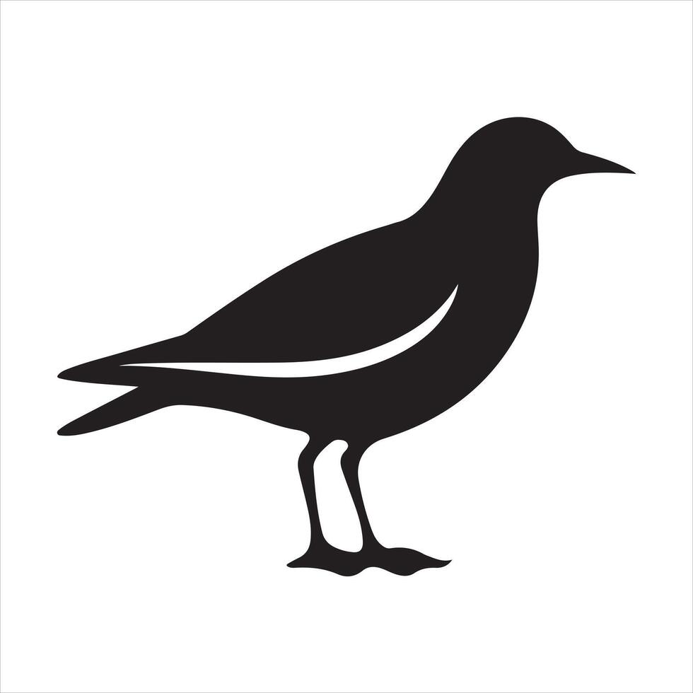 A black silhouette Gull bird set vector