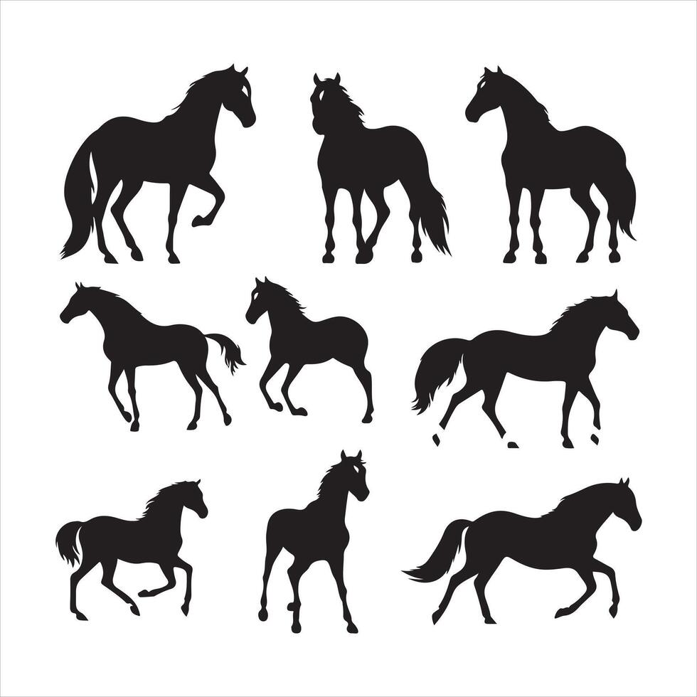 A black silhouette Horse set vector