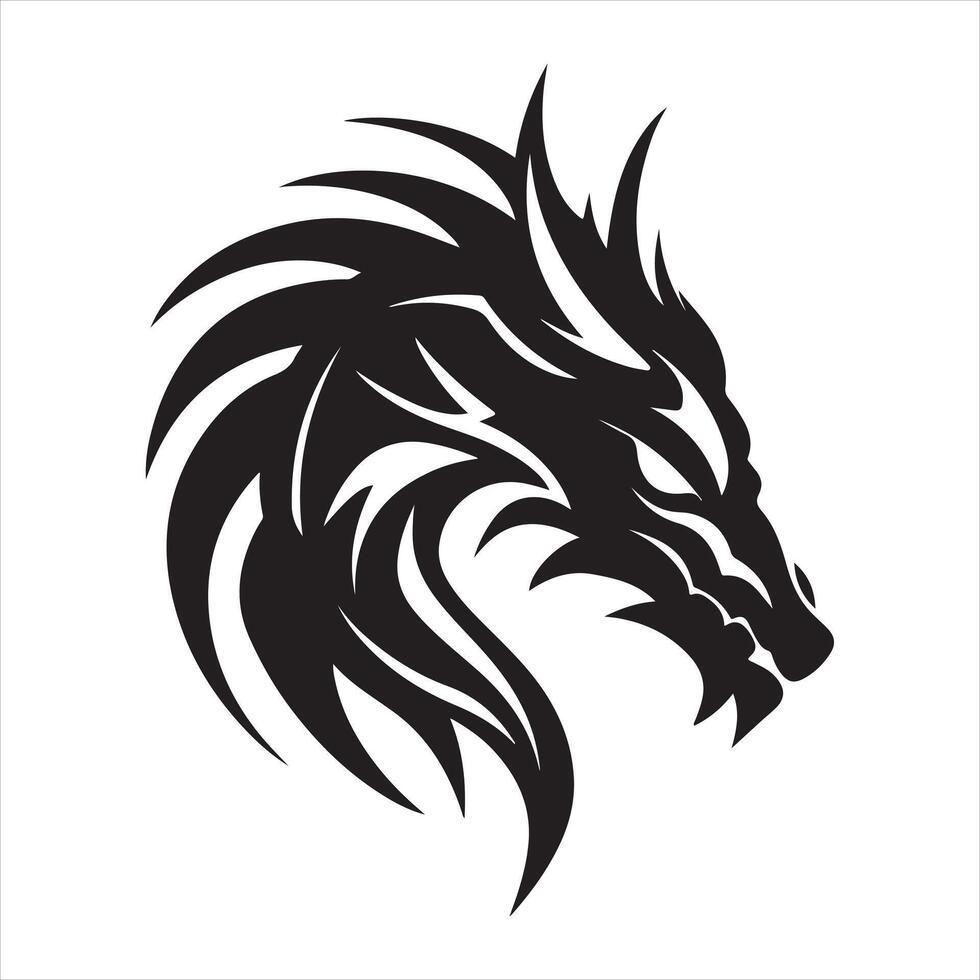 A black silhouette dragon head 41413944 Vector Art at Vecteezy