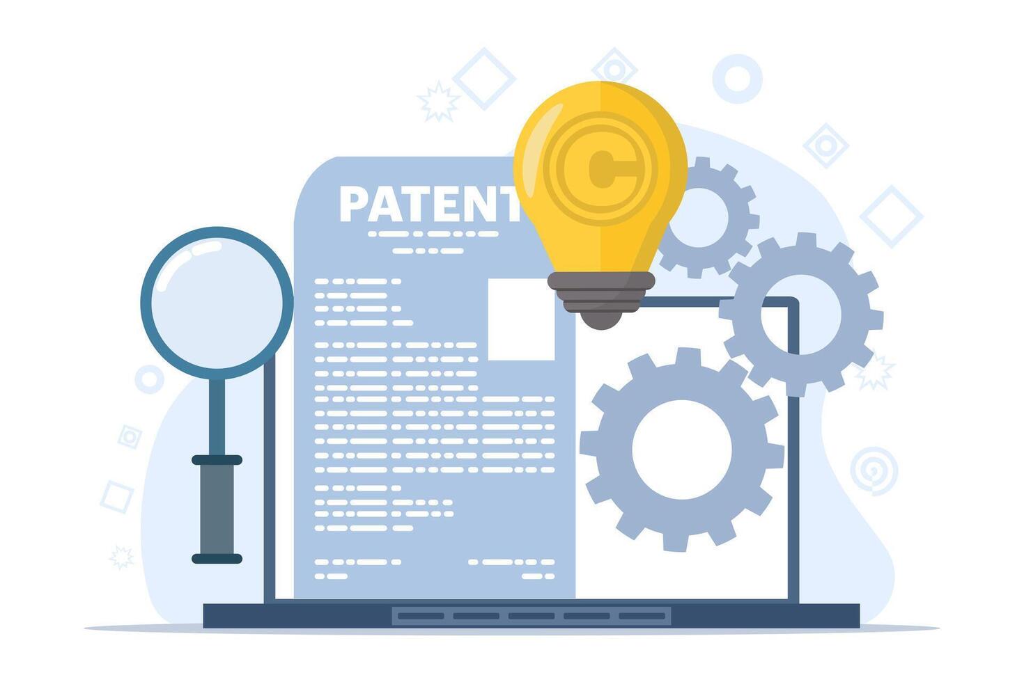 Patent law copyright protection concept, copyright protected by law, patent protection, intellectual property concept, copyright symbol, electronic legal document, digital law. flat vector. vector