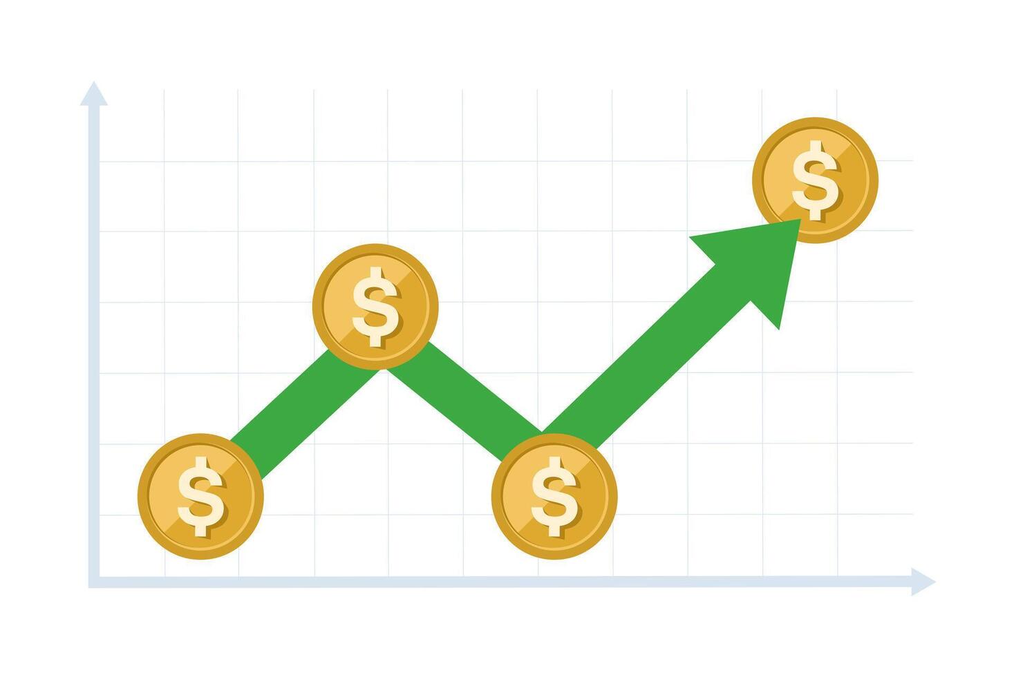 Financial profit concept, Business Optimization, Mutual Funds, Financial Return on Investment, budget planning income growth concept, stock charts to reach profit point. flat vector illustration.