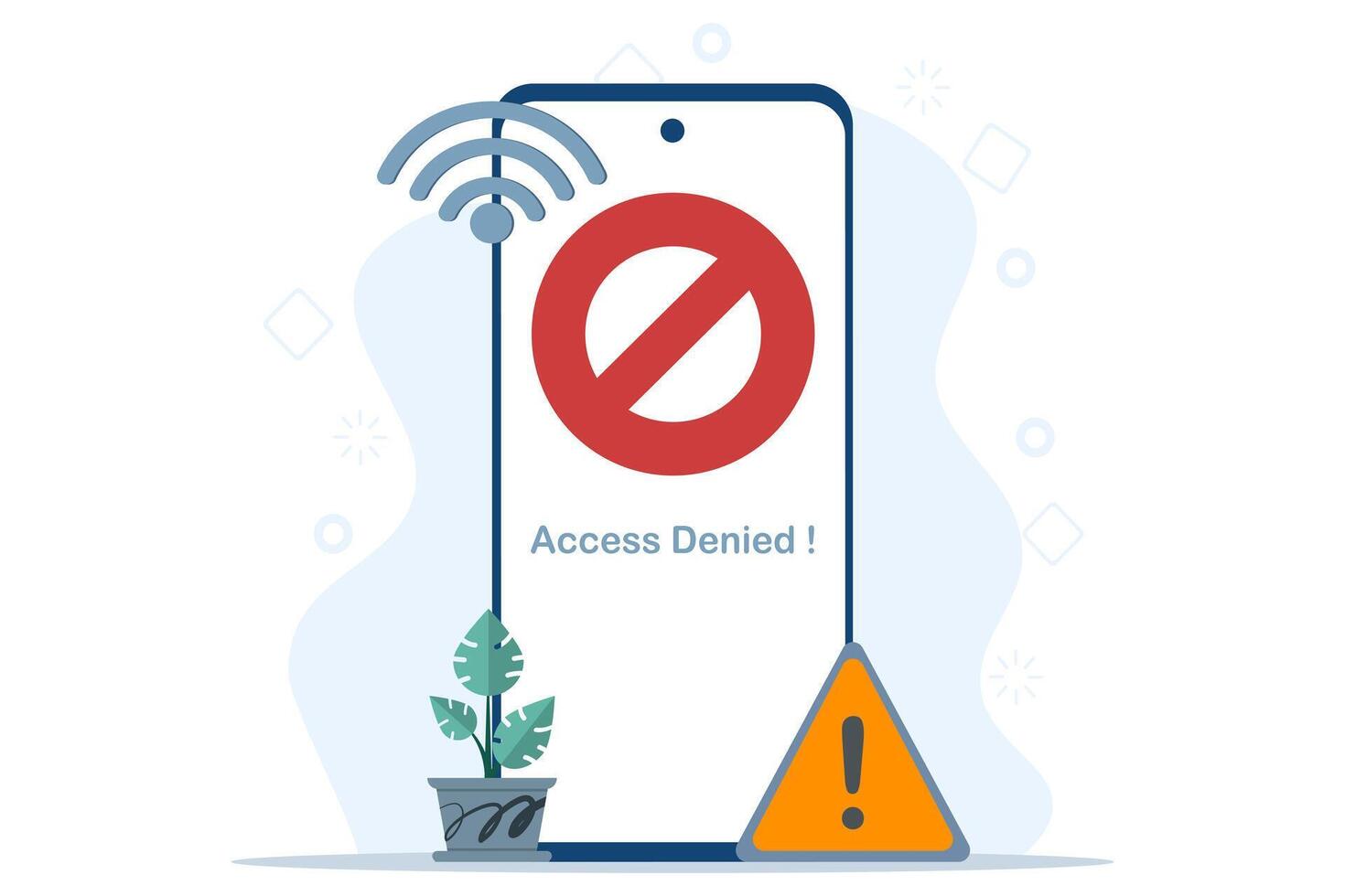 IP address concept, 404 error page, access denied, account block, little person confused with access denied. Illustration for websites, landing pages, mobile apps, posters and banners. vector