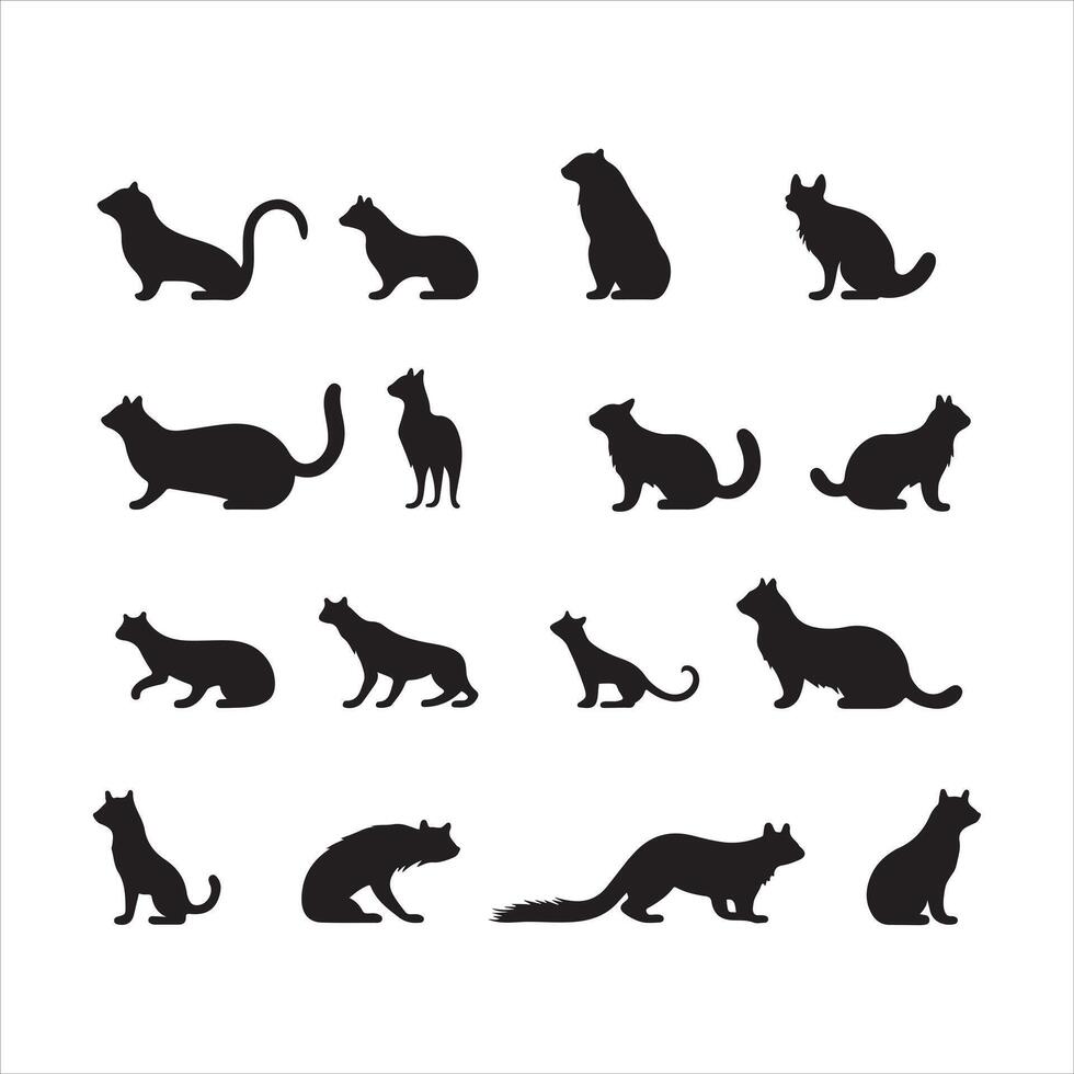 A black silhouette animal set vector