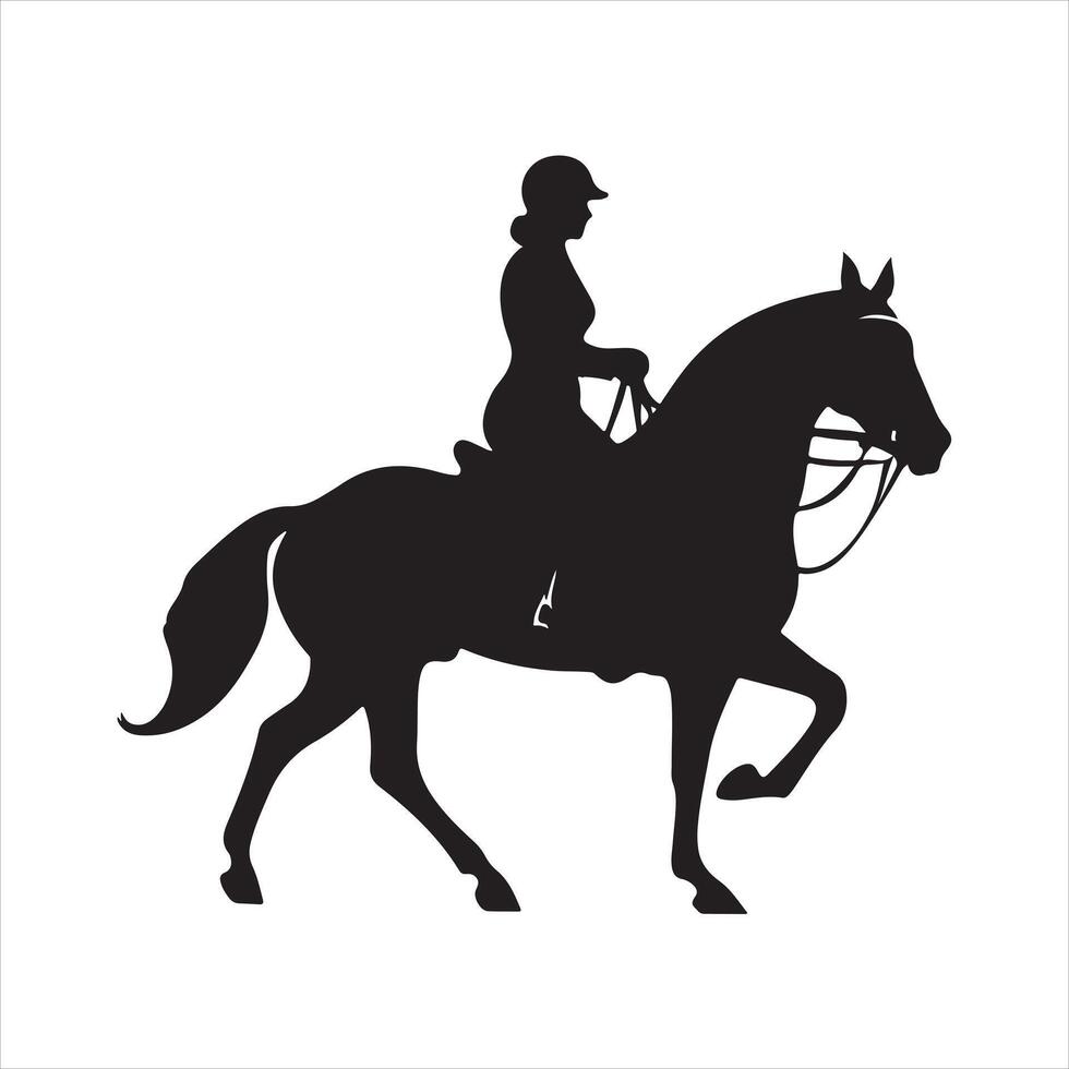 A black silhouette Horseback rider set vector