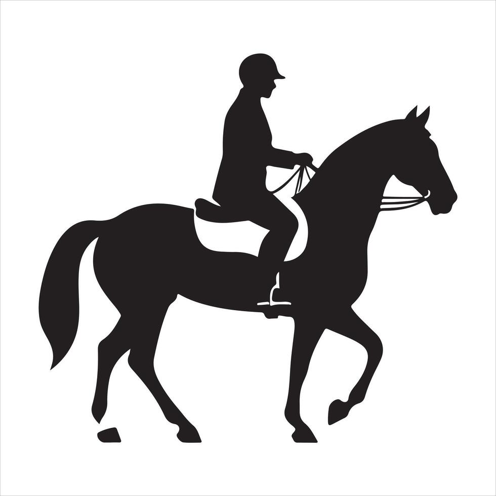 A black silhouette Horseback rider set vector