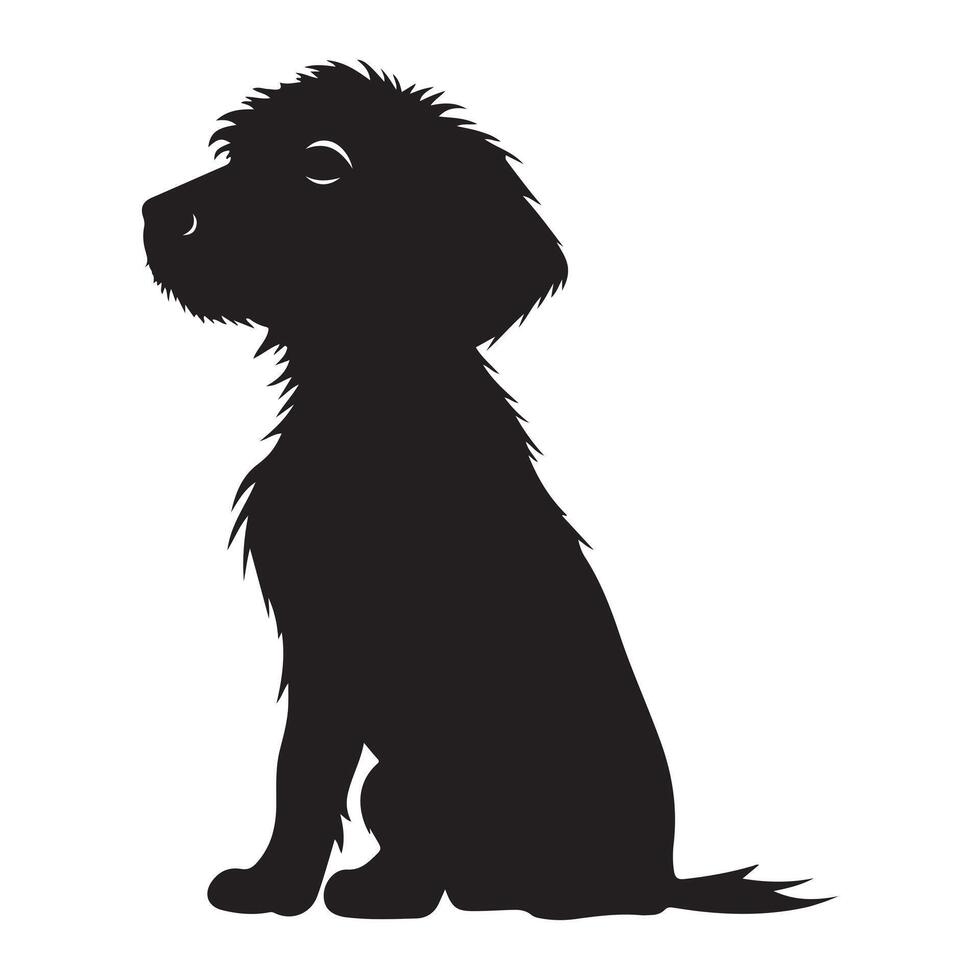 un negro silueta margarita perro conjunto vector