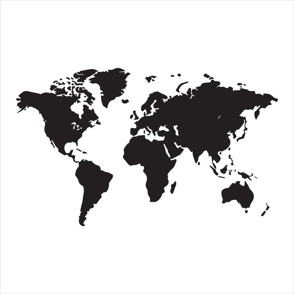 A black silhouette World Map vector