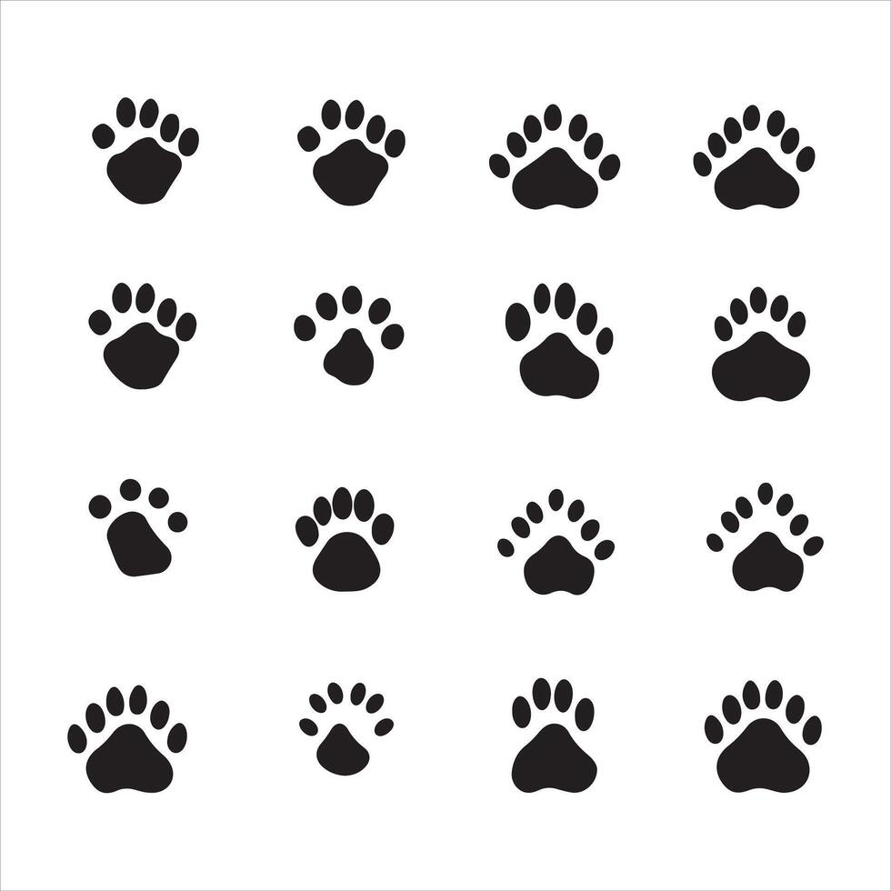 A black silhouette animal foots set vector