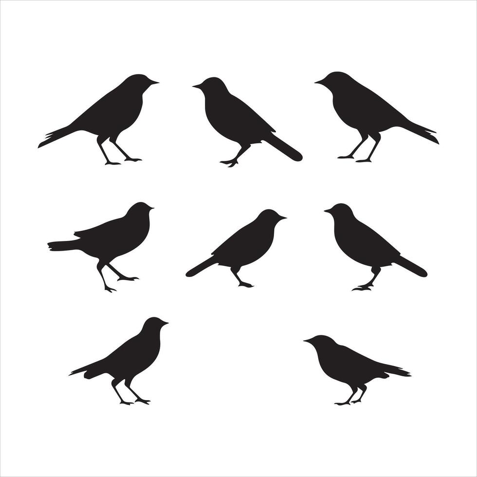 A black silhouette Lark bird set vector