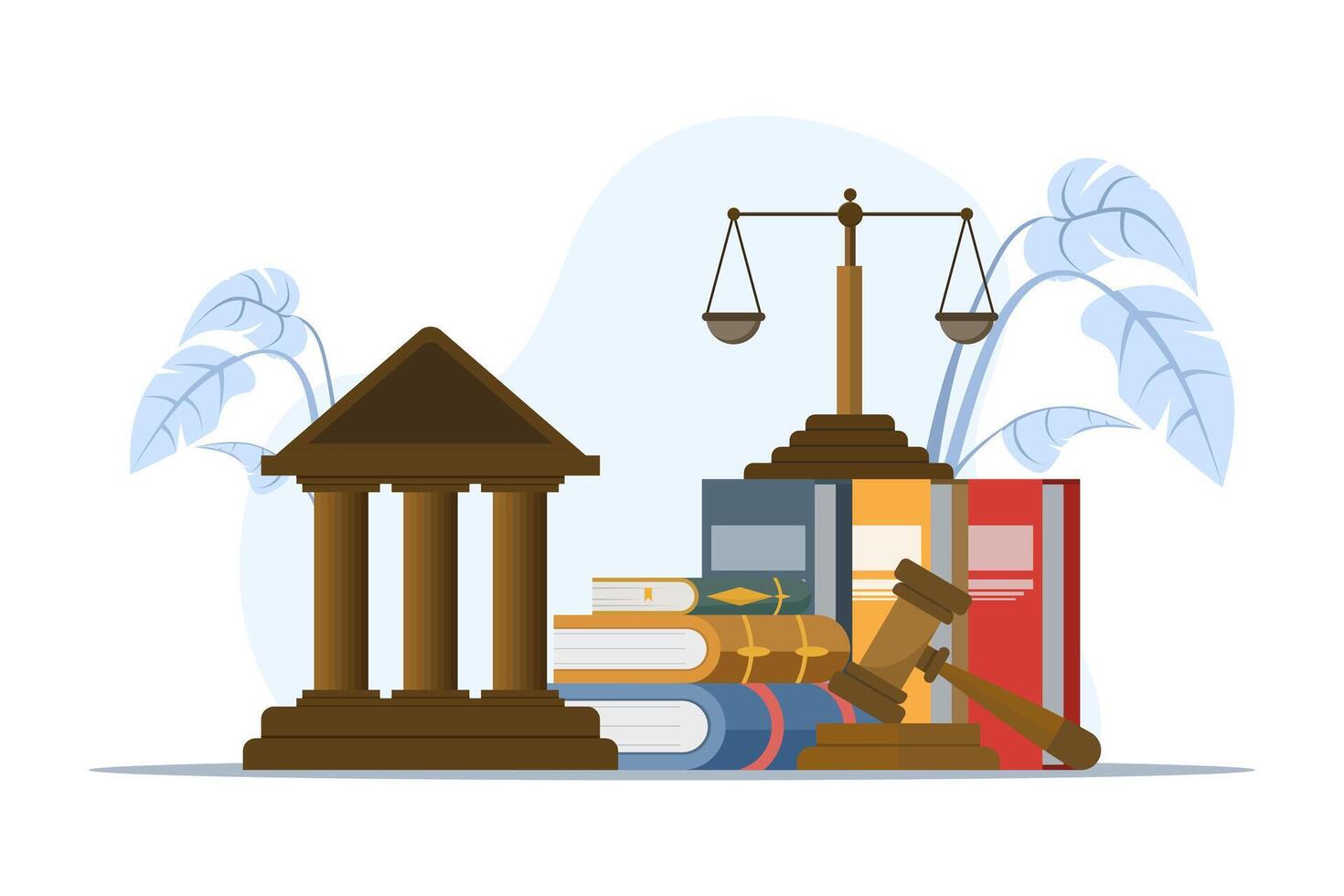 Legal advice concept and consultation. Law and justice scene. lawyer consultant client, judge knocks with wooden gavel. Consideration. Flat vector illustration on white background.