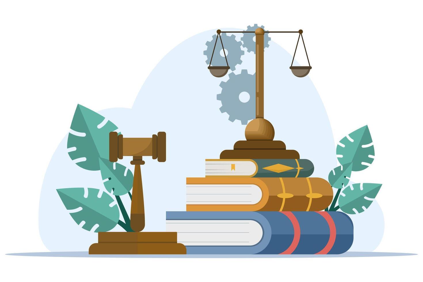 Law and justice concept, lawyer consultant client, judge knocking with wooden gavel, legal advice concept, flat vector illustration banner for website.