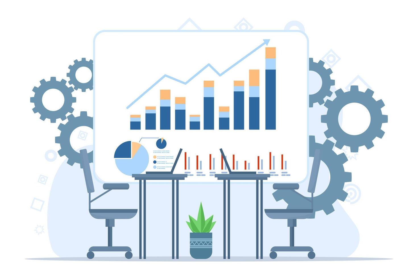 conceptos en negocio estrategia presupuesto, Finanzas y contabilidad, presupuesto cálculo, ciencias económicas y inversión, crecimiento estrategia o financiero objetivos. vector bandera plano diseño ilustración y antecedentes.