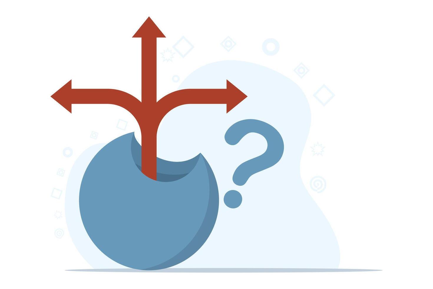 concept of Decision to choose an option, choice or opportunity, challenges in choosing a career path, determining business direction, thinking about solutions or doubts. circle with arrow direction. vector