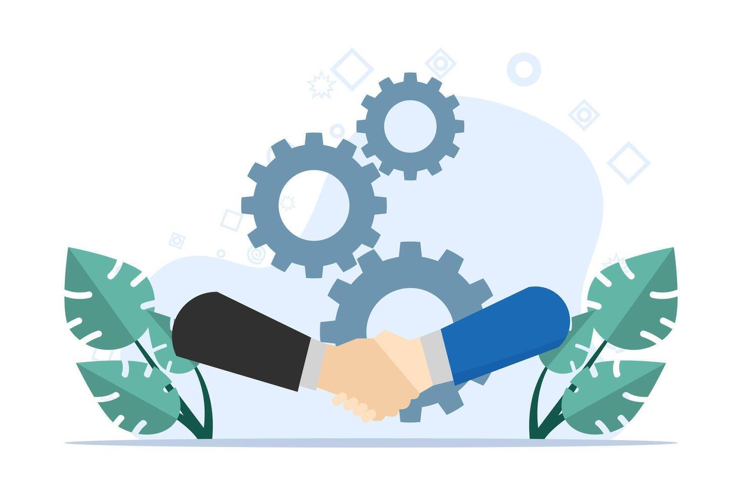 Cooperation handshake concept. Handshake meeting agreement. Handshake of business partners and other entrepreneurs. Flat vector illustration illustration on white background.