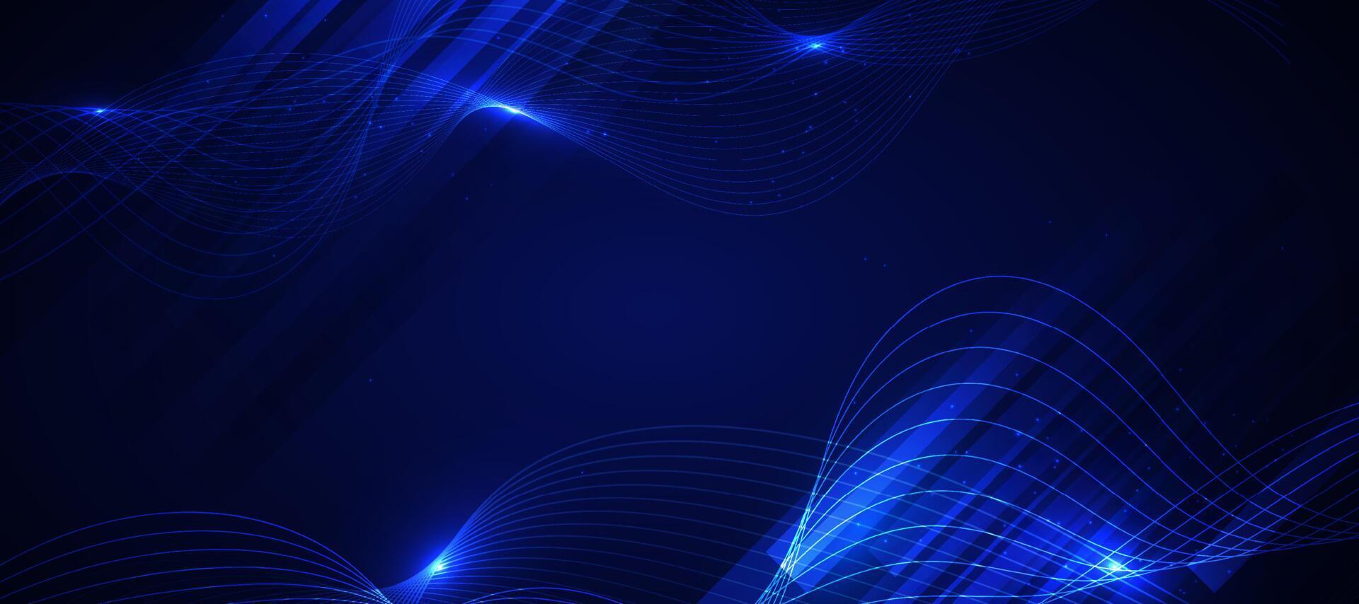 Abstract blue background with glowing wave. vector