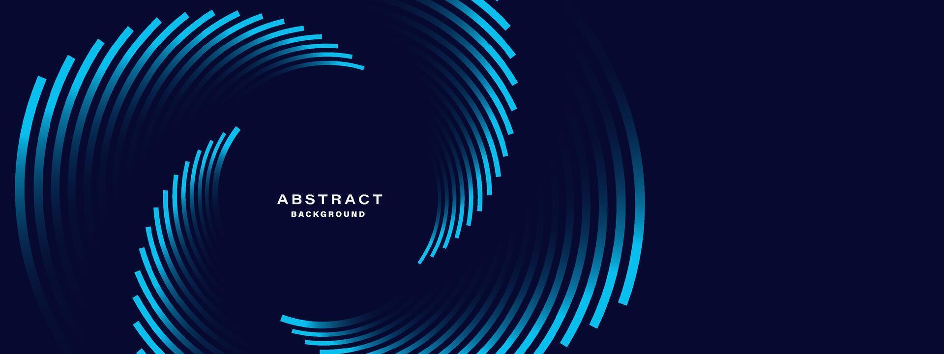 Blue abstract background with spiral circle lines, vector