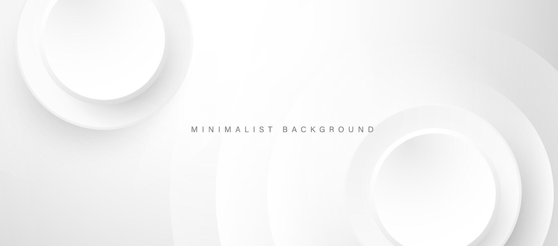 Abstract minimalist white background with circular elements vector. vector