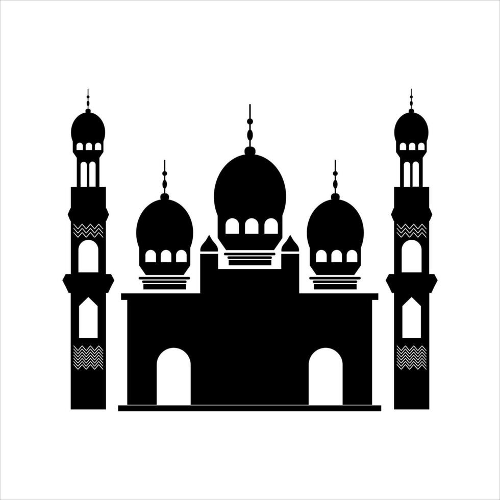 Silhouttes Mosque Illustration Vector Element