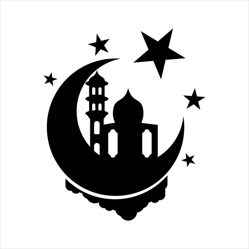 Silhouttes Mosque Illustration Vector Element