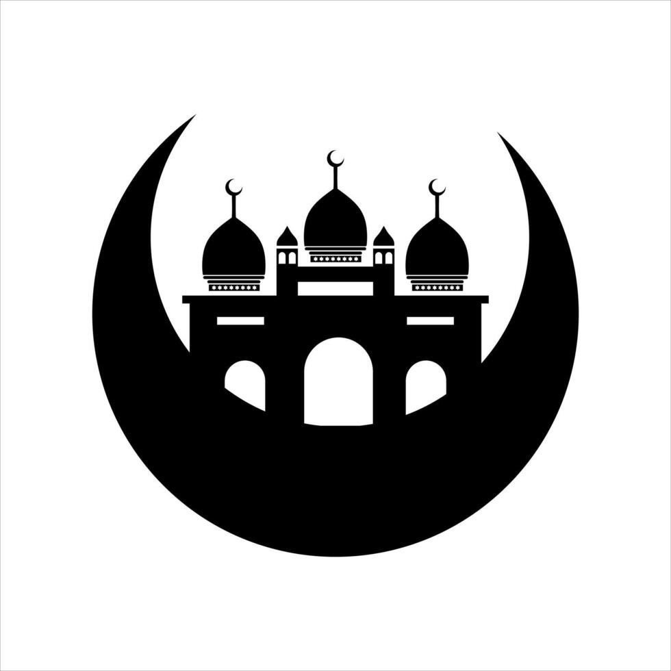 Silhouttes Mosque Illustration Vector Element