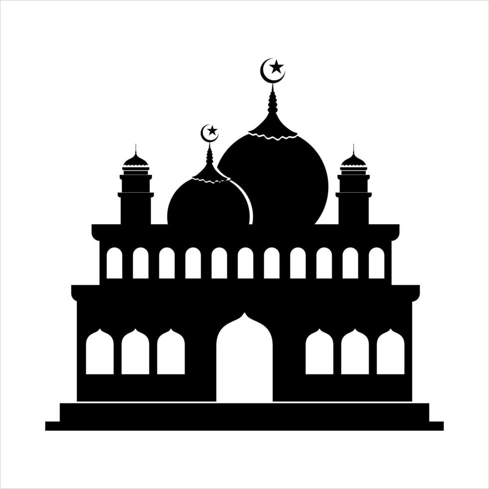 Silhouttes Mosque Illustration Vector Element