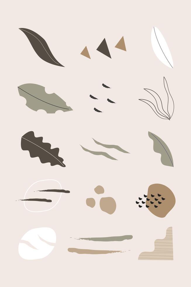 Hand drawn abstract bohemian shape minimal vector element bundle