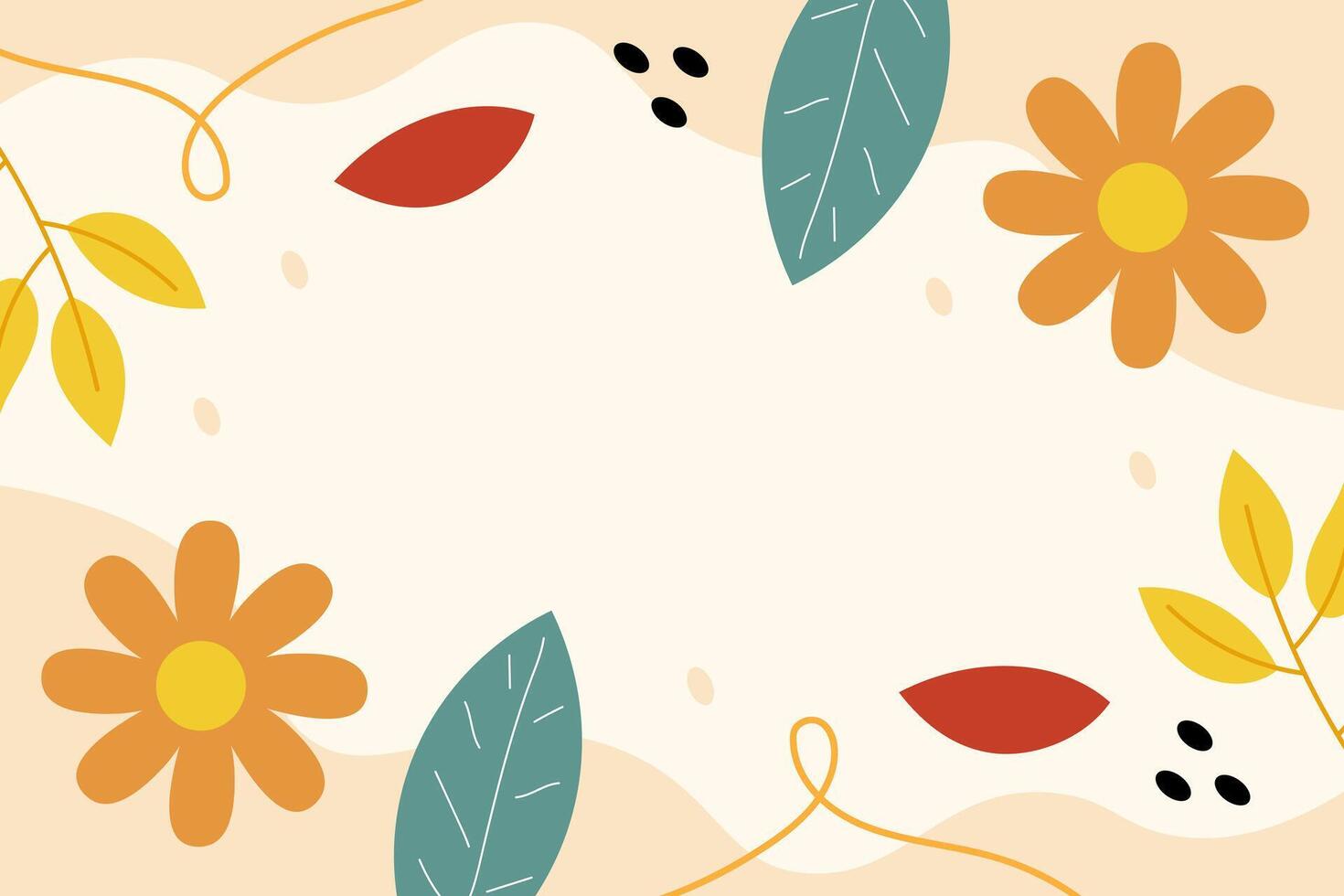 Hand drawn leaves autumn flat design illustration vector background template