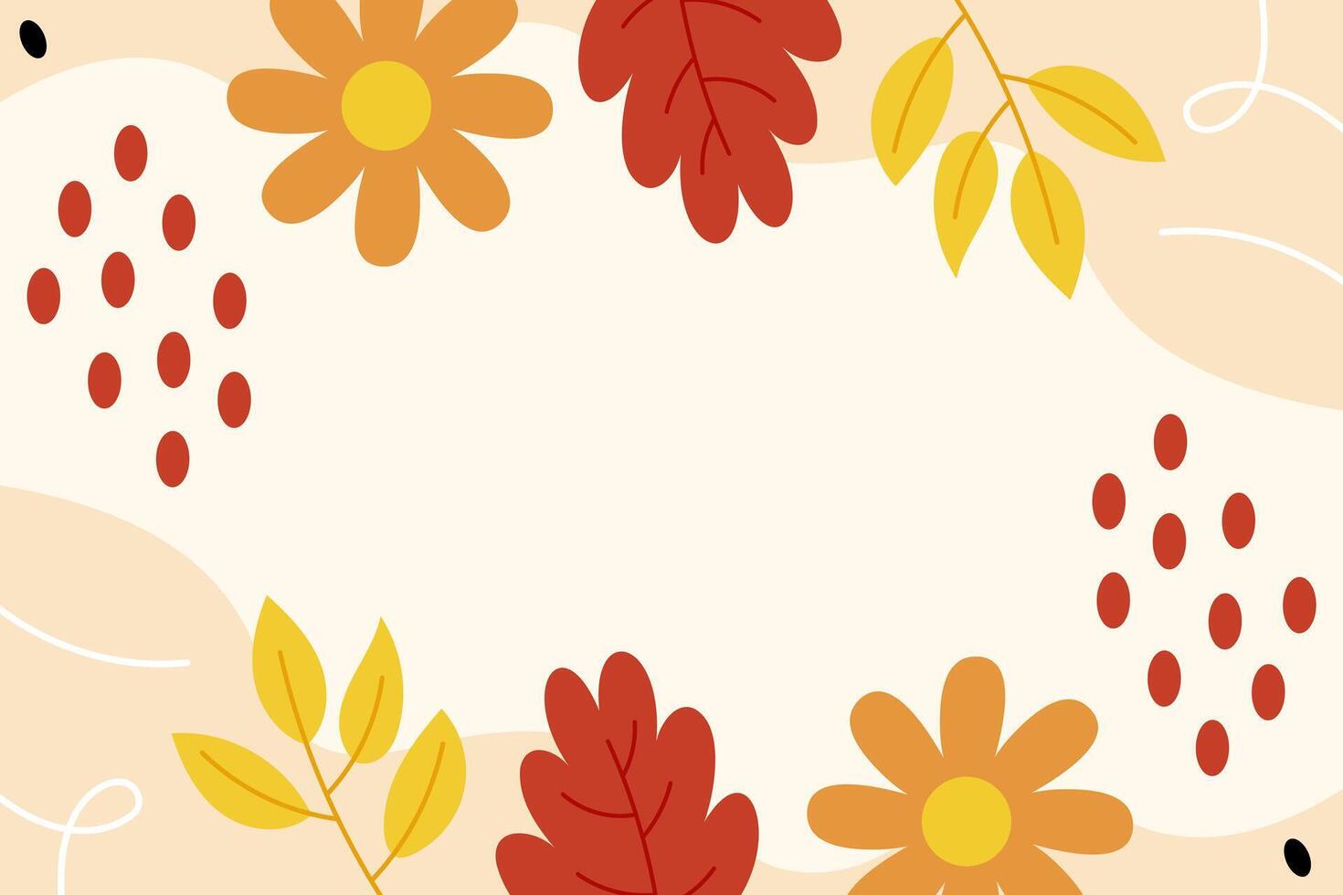 Hand drawn leaves autumn flat design illustration vector background template