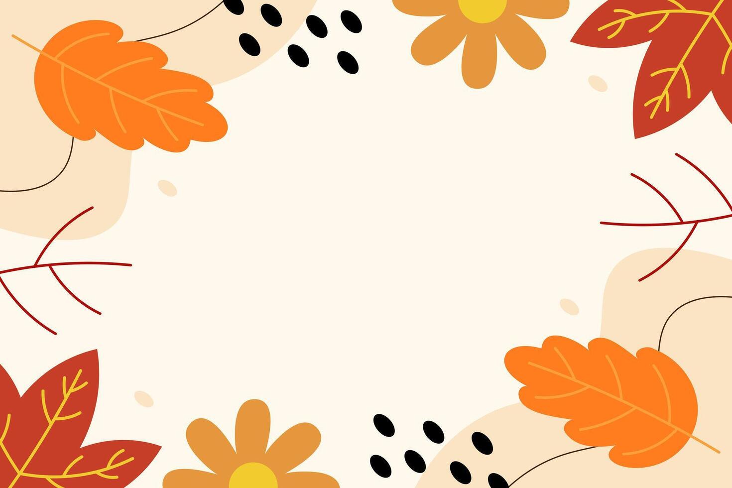 Hand drawn leaves autumn flat design illustration vector background template