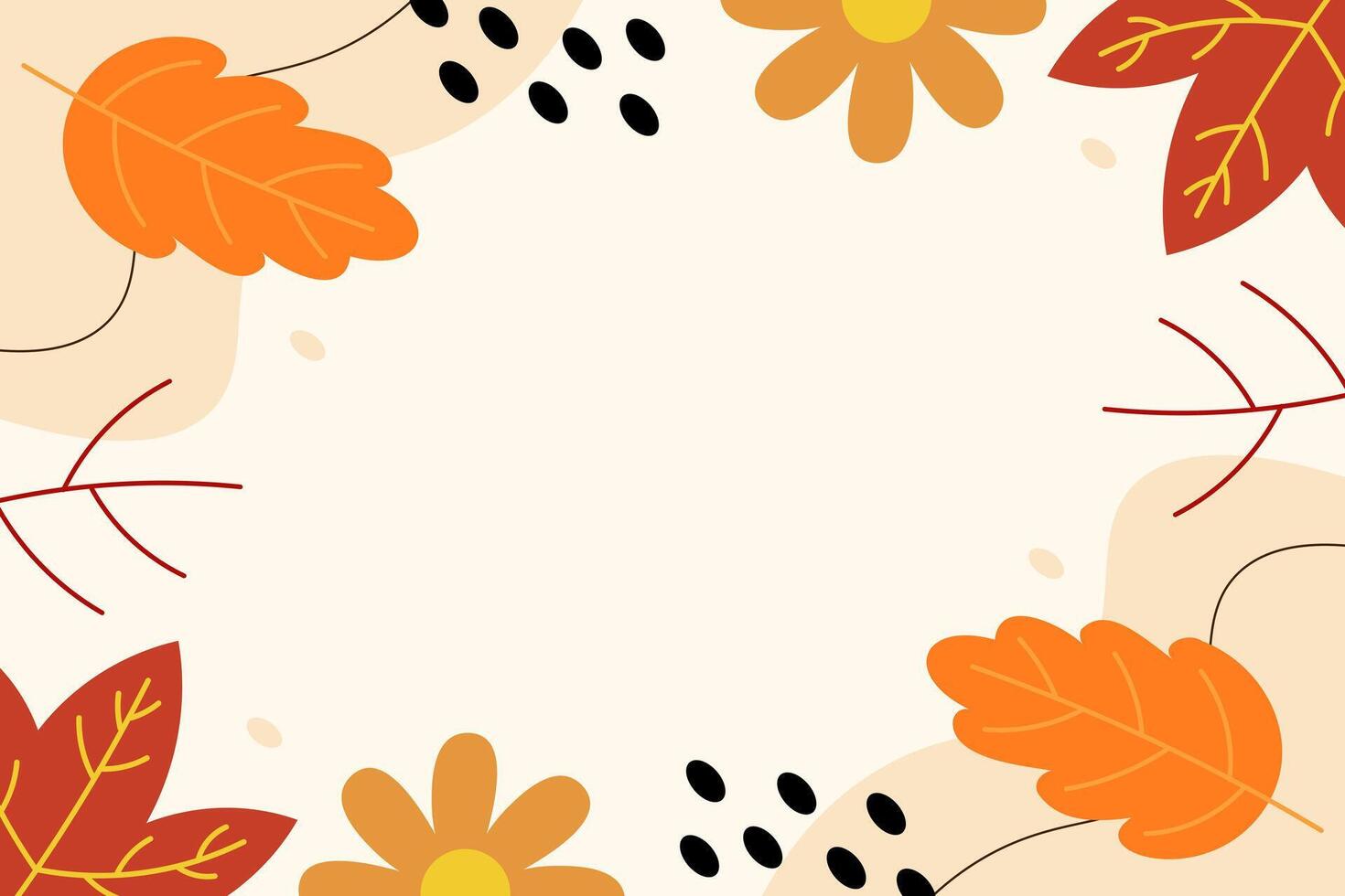 Hand drawn leaves autumn flat design illustration vector background template