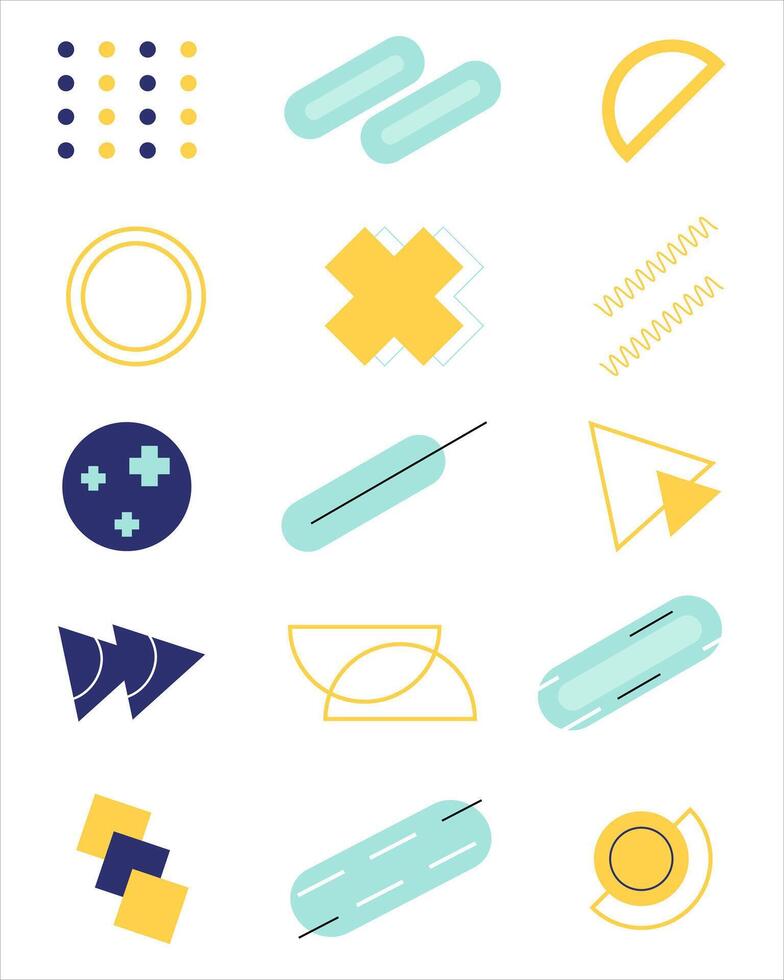 Flat geometric shape landscape wallpaper vector element bundle