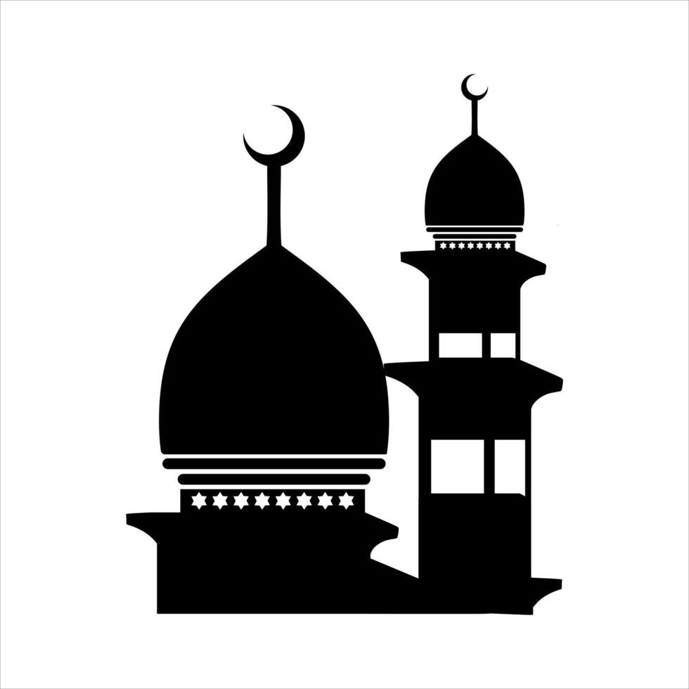 Silhouttes Mosque Illustration Vector Element