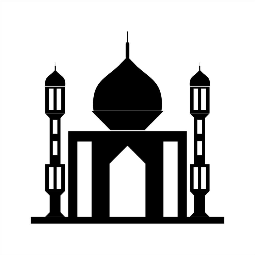 Silhouttes Mosque Illustration Vector Element