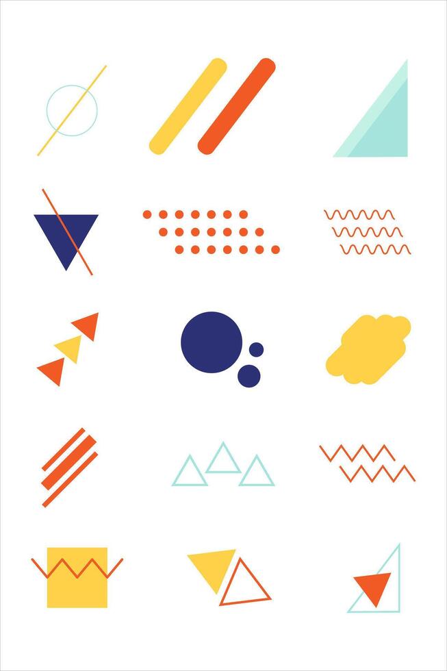 Flat abstract geometric wallpaper vector element bundle