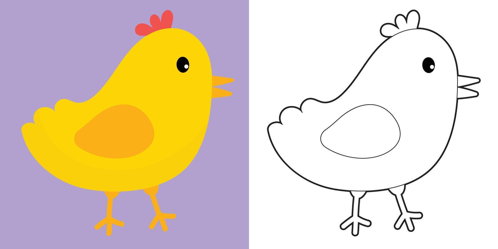 Easter Coloring Page for Kids. Coloring worksheet page. Educational printable coloring worksheet. Vector illustration.