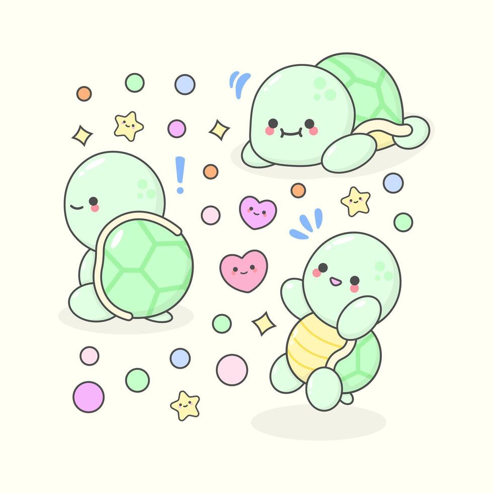 little turtle tortoise happy with cute facial expressions and pastel colour vector