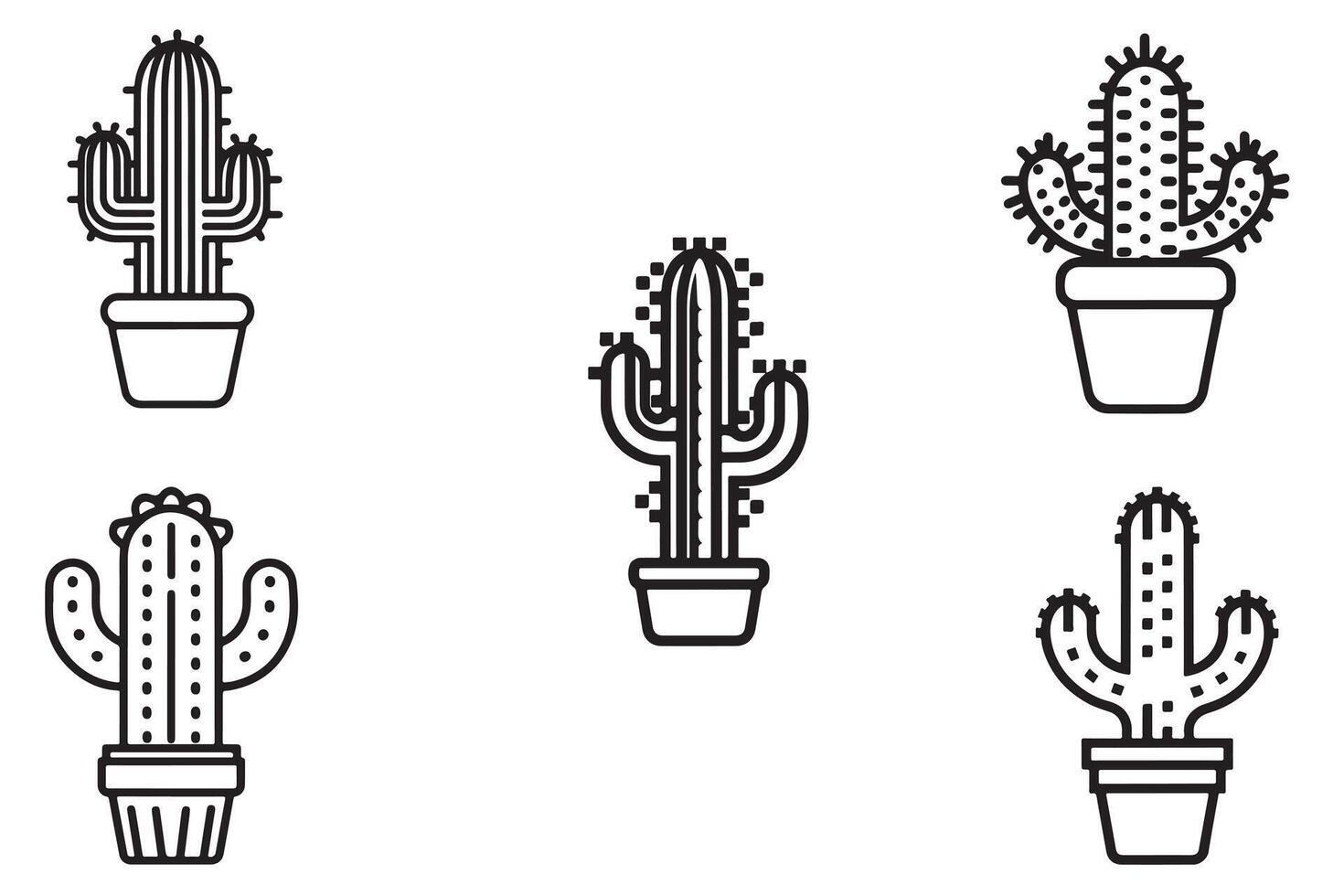 Cactus Icon Set illustration Vector Design On White Background illustration