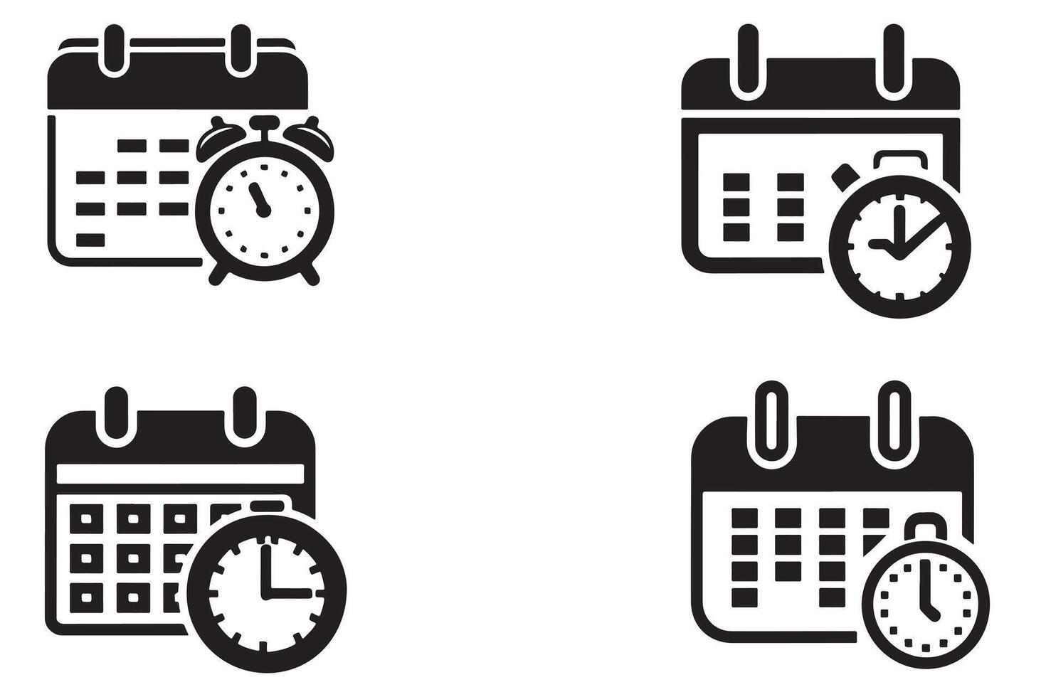 Calendar clock outline vector on white background illustration