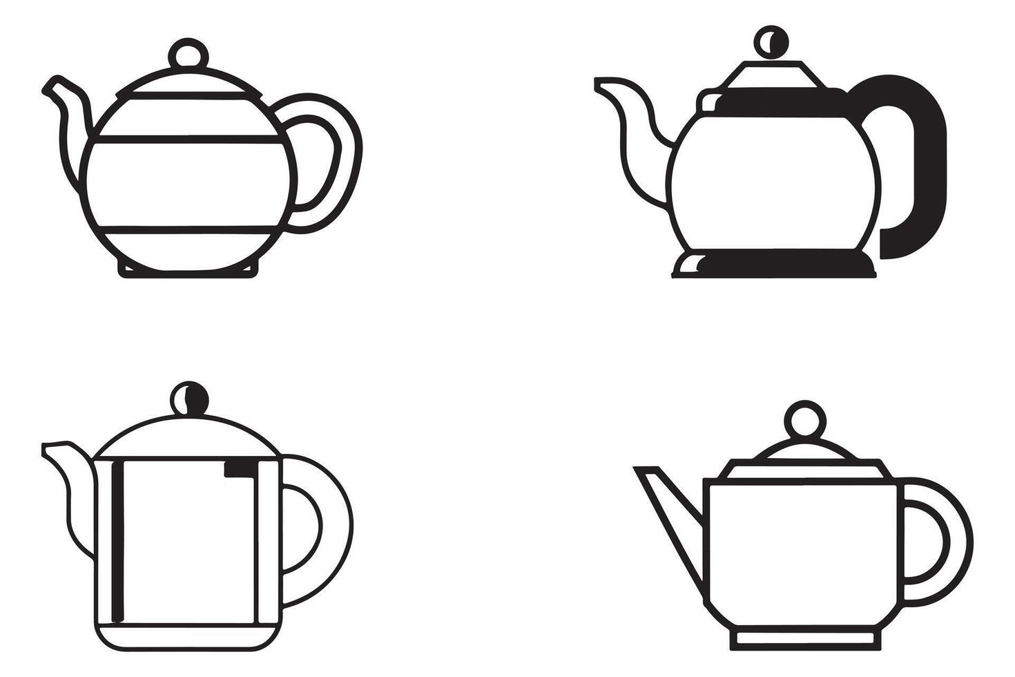 Teapot outline vector on white background illustration