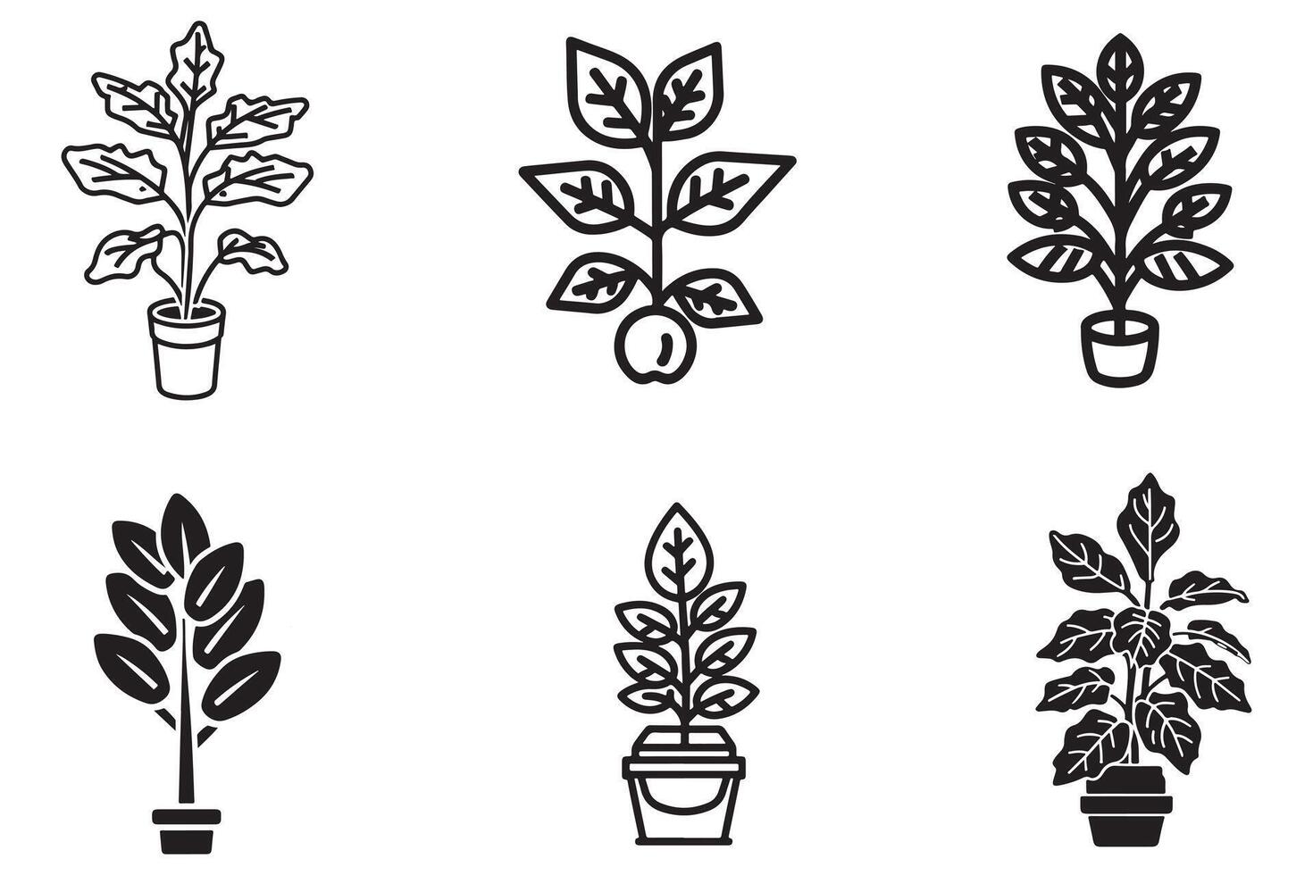 Plants Pot Vector Set Vector Design On White Background illustration